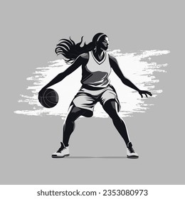 Women professional basketball player silhouette