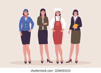 Women professional collection vector set. Illustration for website, landing page, mobile app, poster and banner. Trendy flat vector illustration