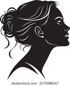 Women profile icon silhouette vector art on white background