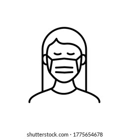 Women with protection mask icon vector illustration