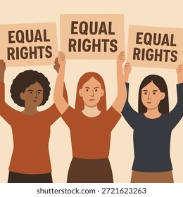 Mujeres protestan contra Ilustración vectorial plana