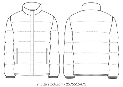 women puffer jacket vector Mockup template design 