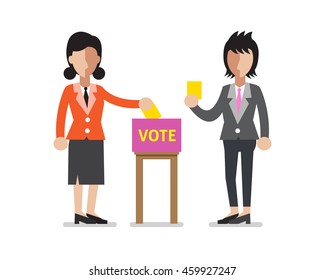 Women Putting Voting Papers In The Ballot Box