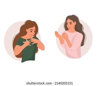 Las mujeres en una disputa. Conflicto entre dos mujeres. Desacuerdo, resentimiento o malentendido en la familia. Ilustración del vector