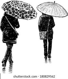 women in the rain