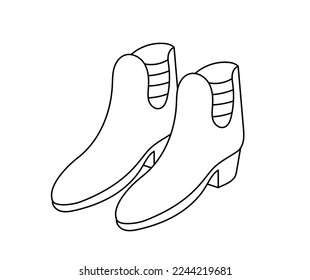 Women rain boots. Autumn shoes. Editable stroke thickness size.