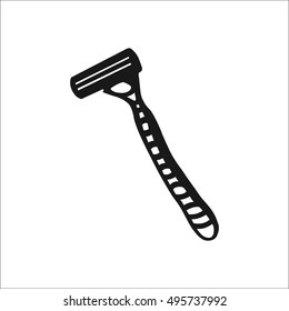 Women razor blade sign silhouette symbol icon on background