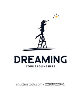 women reaching dreams logo design template