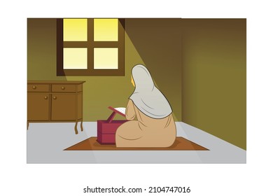 Women read quran vector art 