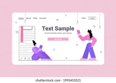 women reading books distance studying self education literature knowledge concept horizontal