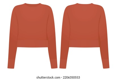 Women red crop sweater. vector illustration