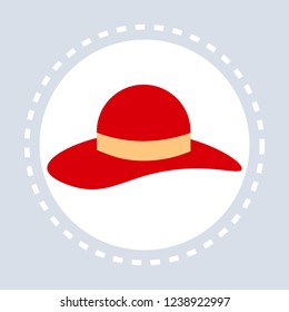 women red elegant hat shopping icon fashion accessories shop logo flat