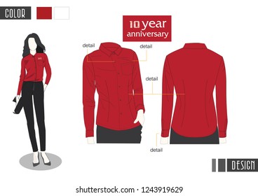 Women red shirt  vector