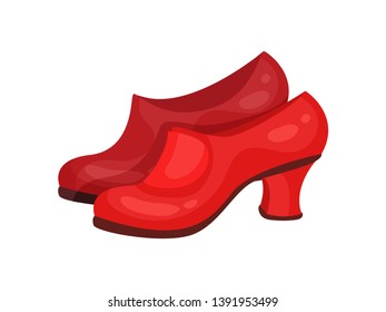 Women red shoes with heels. Vector illustration on white background.