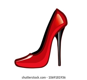 Women  red shoes isolated vector illustration