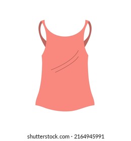 Women red summer t shirt. Shopping and sales. Fashion and female wardrobe. Beautiful casual wear. Design template underwear clothes. Vector illustration isolated on white background