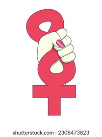 Women resist the female symbol. The woman's fist is clenched.