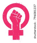 Women resist symbol. Woman fist vector illustration. Isolated background.