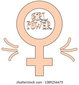 Women resist symbol. Woman fist. Concept the symbol of the mirror of Venus.