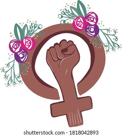 
Women resist the symbol. Woman fist vector illustration. Isolated background.