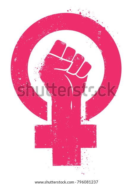 Women resist symbol. Woman fist vector\
illustration. Isolated\
background.