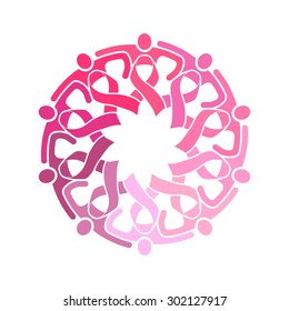 Women ribbon pink  people logo