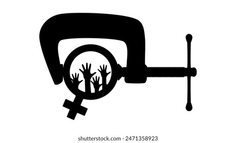 women rights violations, black isolated silhouette