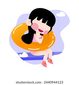 Women with a round float