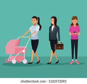 Women in routine day