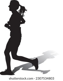 vector de silueta de sombra y corredor de mujeres