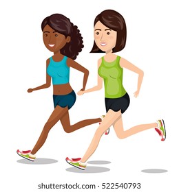 women running characters icon