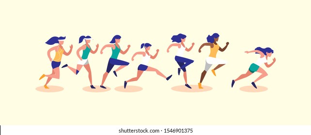 Women running design, Healthy lifestyle Fitness bodybuilding bodycare activity and exercisetheme Vector illustration