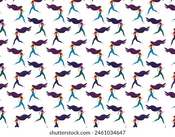 Women running illustration, for backgrounds and designers pattern