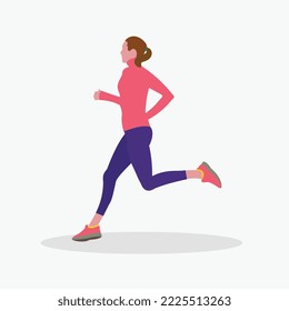 Women running jogging workout flat people character