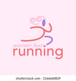 Women running logo minimalist. Women's sports logo. Girl sport logo. Spirit women logogram. Runner logogram