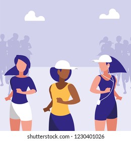 Women running in a marathon