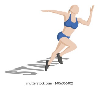 Women Running Marathons. Stock Vector illustration.