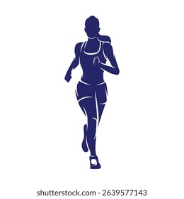 Women Running Silhouette Logo Design Vector