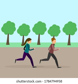 Women running with sportwear. Vector illustration.
