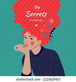 women s dreams, bright stylized portrait, girl s dreams, girl and nostalgia, stylized portrait, romantic stickers, portraits of people different,
modern women poster, cover, space for text, beautiful 