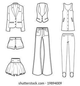 women s fashion clothes set - vector