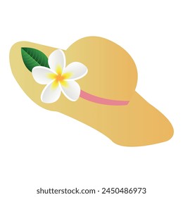 Women s fashionable hat with flowers, vector illustration.