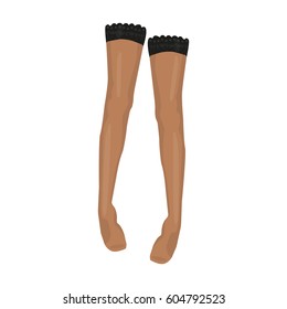 Women s full length compression tights.Transparent stockings with a bow. Underwear lingerie. Woman clothes single icon in cartoon style vector symbol stock illustration.