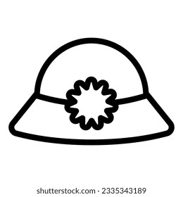 Icono de la línea de sombrero de las mujeres. Ilustración vectorial de sombrero de verano aislada en blanco. Diseño de estilo de contorno de cierre, diseñado para web y aplicación. Eps 10