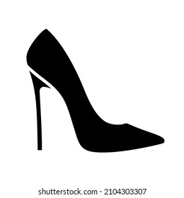 Women s high-heeled shoes black glyph icon isolated. Vector