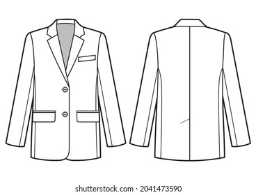 Women s oversized blazer jacket technical sketch