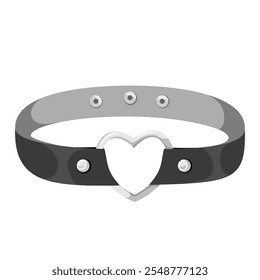 Women s punk choker necklace with heart. Neck decoration in punk, gothic, grunge style. A popular trend in fashion jewelry for girls.