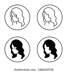 Women s retro hairstyle of the 50s. Hollywood wave of hair. Glamorous female hairstyle. Icon for the design of hairdressers and hair stylists. White background.