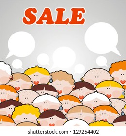 Women and SALE. Vector illustration.