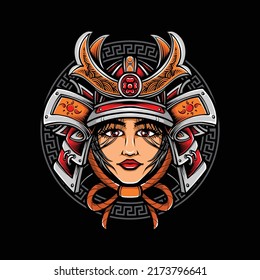 women samurai head vector design
